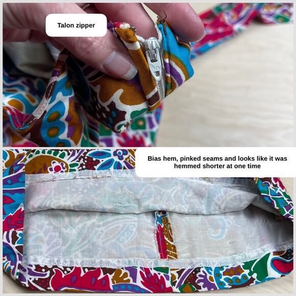 Vintage 1960s  Sleeveless Colorful Polished Cotton Minidress - Picture 5 of 9